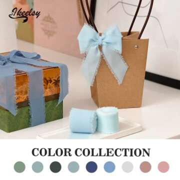 Chiffon Ribbon Set - 3 Rolls for Wedding & Crafting