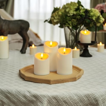 Homemory Flameless Candles, LED Candles, Battery Operated Candles, Outdoor Waterproof with Remote Timers, Electric Fake Plastic Candles, Ivory White, Set of 3