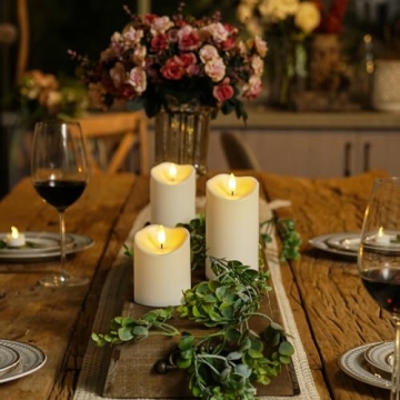 Homemory Flameless Candles, LED Candles, Battery Operated Candles, Outdoor Waterproof with Remote Timers, Electric Fake Plastic Candles, Ivory White, Set of 3
