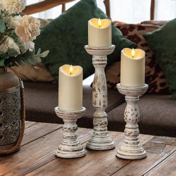 Homemory Flameless Candles, LED Candles, Battery Operated Candles, Outdoor Waterproof with Remote Timers, Electric Fake Plastic Candles, Ivory White, Set of 3