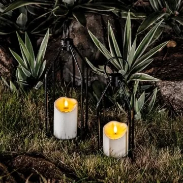 Homemory Flameless Candles, LED Candles, Battery Operated Candles, Outdoor Waterproof with Remote Timers, Electric Fake Plastic Candles, Ivory White, Set of 3