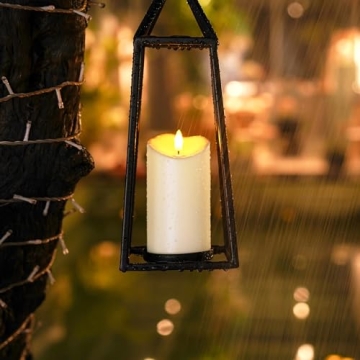 Homemory Flameless Candles, LED Candles, Battery Operated Candles, Outdoor Waterproof with Remote Timers, Electric Fake Plastic Candles, Ivory White, Set of 3