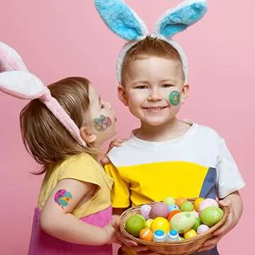ArtCreativity Temporary Easter Tattoos for Kids, Bulk Pack of 144, 2 Inch Non-Toxic Tats Stickers for Boys and Girls, Fun Easter Basket Stuffers, Cute Surprise Egg Toys, Treats, Goodie Bag Fillers