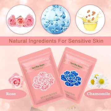 Bouvetan Waxing Kit for Women - Warmer with 17.5oz Hard Wax Beads, 20 Wax Sticks for Face, Eyebrow, Armpit, Arms, Legs, Bikini Hair Removal