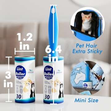 Mini Extra Sticky Lint Rollers for Travel - 150 Sheets Small Sized Portable Lint Removers for Pet Hair and Debris Pickup150