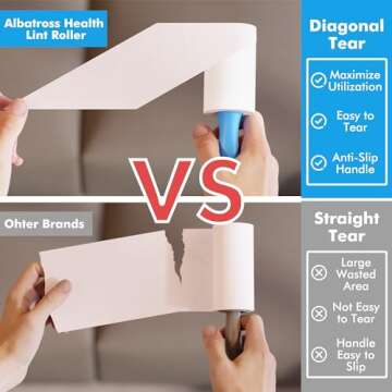 Mini Extra Sticky Lint Rollers for Travel - 150 Sheets Small Sized Portable Lint Removers for Pet Hair and Debris Pickup150