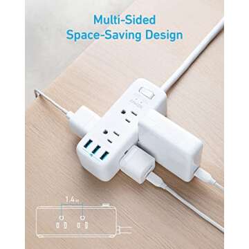 Anker USB Power Strip Surge Protector(300J), 5ft Extension Cord, Flat Plug, 331 Power Strip with 6 Outlets & 3 USB A Ports, Charging Station,for iPhone 15/15 Plus/15 Pro/15 Pro Max,TUV Listed