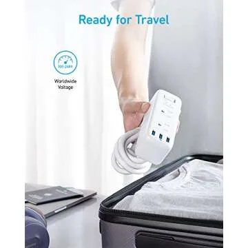 Anker USB Power Strip Surge Protector(300J), 5ft Extension Cord, Flat Plug, 331 Power Strip with 6 Outlets & 3 USB A Ports, Charging Station,for iPhone 15/15 Plus/15 Pro/15 Pro Max,TUV Listed