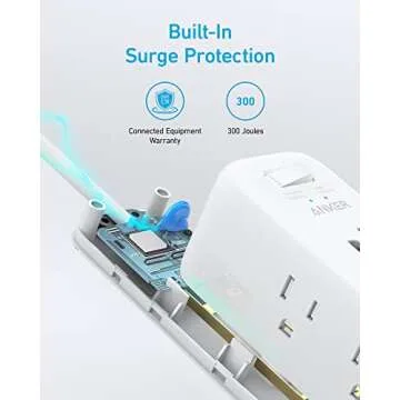 Anker USB Power Strip Surge Protector(300J), 5ft Extension Cord, Flat Plug, 331 Power Strip with 6 Outlets & 3 USB A Ports, Charging Station,for iPhone 15/15 Plus/15 Pro/15 Pro Max,TUV Listed