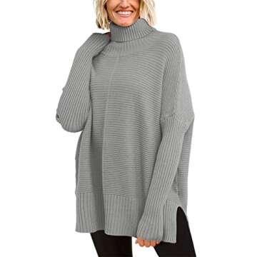 EFAN Women's Turtleneck Oversized Sweaters Fall Outfits Clothes Trendy Long Pullover Knit Winter Tun...