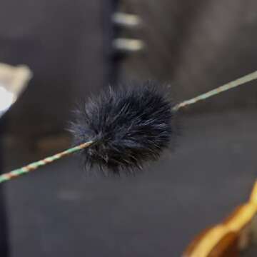 Shatterproof Archery Bow String Dampener, Rabbit Fur String Silencer for Recurve, Longbow (Black Rabbit 1 Pair)