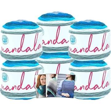 Lion Brand Yarn - Mandala - 6 Pack with Pattern Cards (Mermaid)