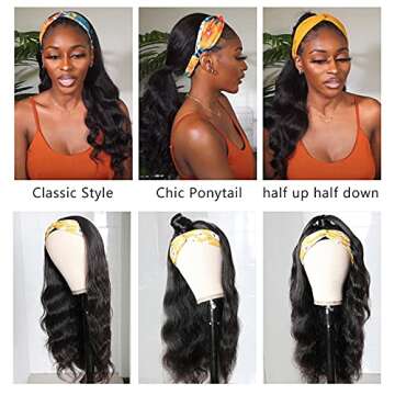 catti Body Wave Human Hair Headband Wig for Black Women Glueless None Lace Front Wigs 9A Brizilian V...