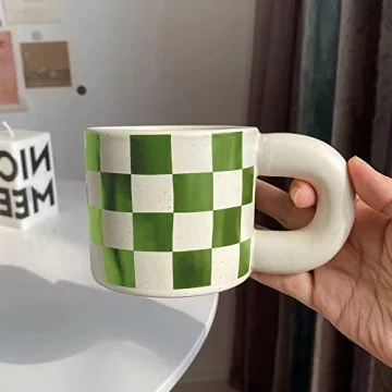 Cute Green and White Ceramic Coffee Mug for Gifting