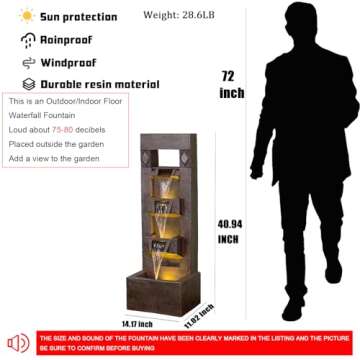 SERBILHOME 40.94”Outdoor Fountains and Indoor Waterfalls 4 Floor-Standing Water Fountain Outdoor with LED Lights Fountain Outdoor Garden for Office,House, Patio, Backyard, and Home Art Decor