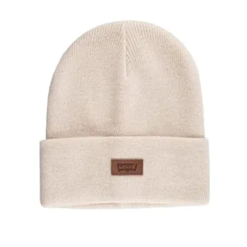 Levi's Unisex Comfy Beanie with Leather Patch in Cream