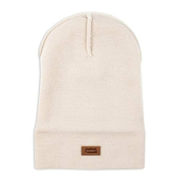 Levi's Unisex Comfy Beanie with Leather Patch in Cream