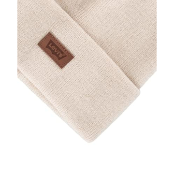 Levi's Unisex Comfy Beanie with Leather Patch in Cream