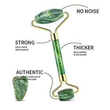 BFASU Facial Roller Set of 3, Ice Roller, Two-Sided Jade Roller and Gua Sha Massage Tool, Rolling To...