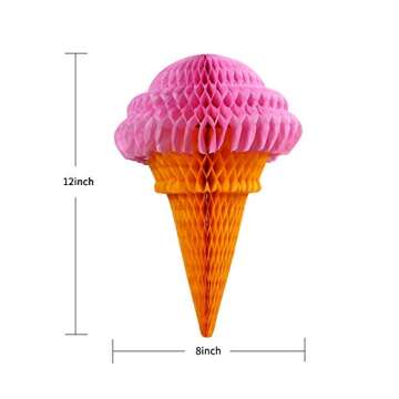 zilue Ice Cream Party Decorations, Hanging Ice Cream Paper Honeycomb Decorations for Birthday Party ...
