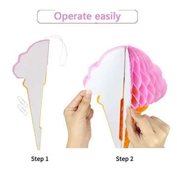 zilue Ice Cream Party Decorations, Hanging Ice Cream Paper Honeycomb Decorations for Birthday Party Baby Shower Two Sweet Party Decor Pack of 5 Mix
