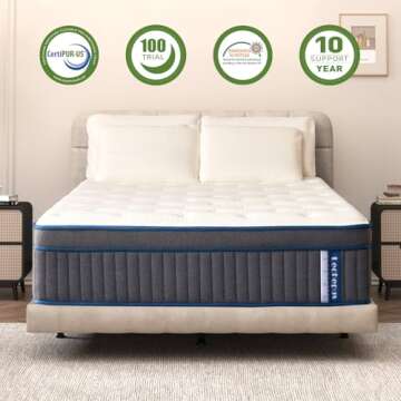 Lechepus Queen Mattress, 14Inch Gel Memory Foam & 7-Zone Pocket Spring Mattress Queen, Cooling Sleep and Pressure Relief, Medium Plush Hybrid Mattresses in Box for Motion Isolation,CertiPUR-US