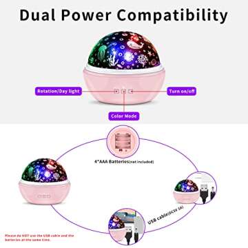 Star Projector Night Light for Girls Room, 360 Degree Rotation Baby Night Lights with Star Moon and Undersea Light, Birthday Gifts for 3 to 12 Year Old Girls Toy(Pink)…
