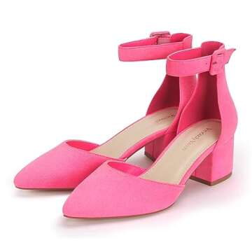 Viciously Vixen Women's Closed Toe Heels Low Block Pumps Pointed Toe Business Dress Shoes
