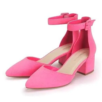 Viciously Vixen Women's Closed Toe Heels Low Block Pumps Pointed Toe Business Dress Shoes