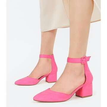 Viciously Vixen Women's Closed Toe Heels Low Block Pumps Pointed Toe Business Dress Shoes