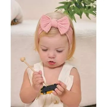 jollybows 12pcs Nylon Headbands for Baby Girls Infant Baby Bows Newborn Hairbands Toddler Hair Bow Elastics Head Wraps