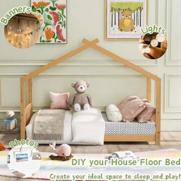 Bellemave Floor House Bed Twin Size for Kids