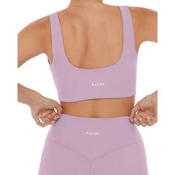PAVOI ACTIVE FlexFlow Flattering Low Impact Scrunch Moisture-Wicking Padded Sports Bra | Ruched Tank Gym Yoga Bralette for Women | Medium, Rose