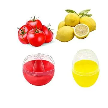 Yamesu Onion Garlic Lemon Avocado Saver Storage Keeper Holder for Fridge, BPA Free Tomato Vegetable Shaped Food Saver/Storage Containers, 5-piece Set Bundle