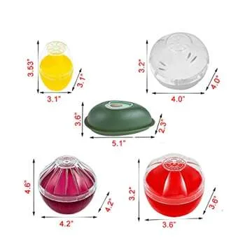 Yamesu Onion Garlic Lemon Avocado Saver Storage Keeper Holder for Fridge, BPA Free Tomato Vegetable Shaped Food Saver/Storage Containers, 5-piece Set Bundle