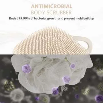 Sndyi Silicone Body Scrubber, Gentle Exfoliating Body Scrubber for Sensitive Skin, Leaf Shaped Shower Scrubber for Body with Lathering Bristles, Silicone Loofah Body Brush for Showering, Oatmeal