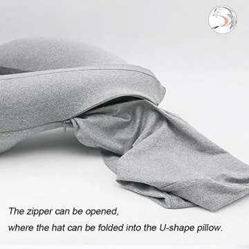 YJNBD Inflatable Travel Pillow，Hoodie Pillow，Inflatable Neck Pillow with Hood for Adult Plane Flight, Blue Washable Ergonomic Hoodie Cover for Airplane Train Subway.