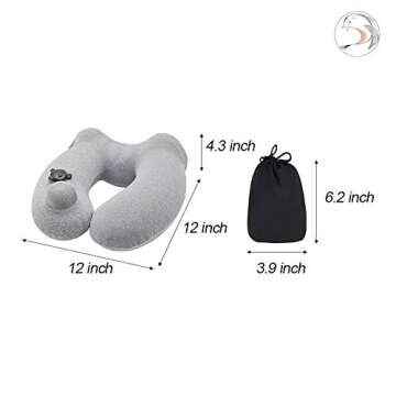 YJNBD Inflatable Travel Pillow，Hoodie Pillow，Inflatable Neck Pillow with Hood for Adult Plane Flight, Blue Washable Ergonomic Hoodie Cover for Airplane Train Subway.