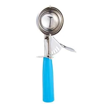 Portion Scoop - #16 (2 oz) - Disher, Cookie Scoop, Food Scoop - Portion Control - 18/8 Stainless Steel, Blue Handle