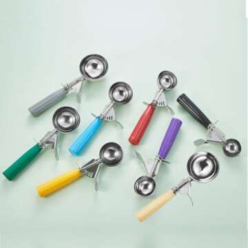 Portion Scoop - #16 (2 oz) - Disher, Cookie Scoop, Food Scoop - Portion Control - 18/8 Stainless Steel, Blue Handle