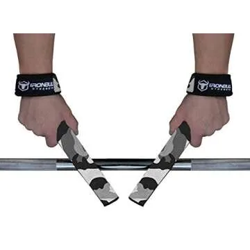 Lifting Straps (1 Pair) - Padded Wrist Support Wraps - for Powerlifting, Bodybuilding, Gym Workout, Strength Training, Deadlifts & Fitness Workout (Camo/White)