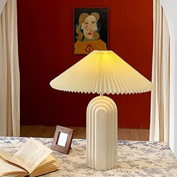 PUFEIDS Retro Ceramic Table Lamp Cream Modern Elegant Lighting