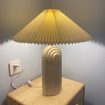 PUFEIDS Retro Ceramic Table Lamp Cream Modern Elegant Lighting