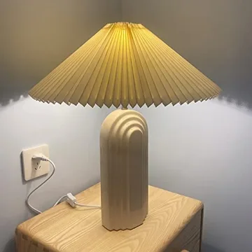 PUFEIDS Retro Ceramic Table Lamp Cream Modern Elegant Lighting