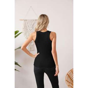 VICHYIE Summer Women Plus Size Sleeveless Tank Tops Cami Top Shirt Ribbed Racerback Blouses Black XXL