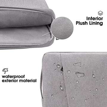 Arae Laptop Sleeve Case 14-15.4 inch Compatible with HP, ASUS, Lenovo, Acer, Notebook, Carrying Computer Bag Accessories Polyester Case with Pocket,Gray