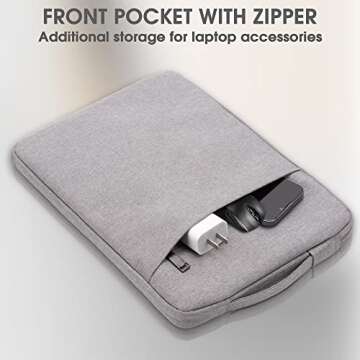 Arae Laptop Sleeve Case 14-15.4 inch Compatible with HP, ASUS, Lenovo, Acer, Notebook, Carrying Computer Bag Accessories Polyester Case with Pocket,Gray