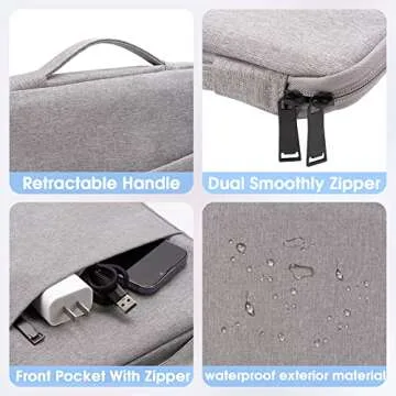 Arae Laptop Sleeve Case 14-15.4 inch Compatible with HP, ASUS, Lenovo, Acer, Notebook, Carrying Computer Bag Accessories Polyester Case with Pocket,Gray
