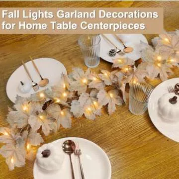 [ Timer & 3 Pack ] Fall Lighted Garland Thanksgiving Decorations, 20Ft 60LED Autumn Maples Leafed Garland Waterproof Battery Operated Fall Decorations for Home Mantle Thanksgiving Decor Indoor Outdoor
