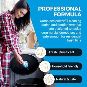 KINZUA ENVIRONMENTAL Sharpshooter, Heavy-Duty Trash Can Odor Eliminator & Degreaser, Garbage Surface Cleaner and Deodorizer Foam, Professional-Grade, Fresh Citrus Scent, 1 Gallon